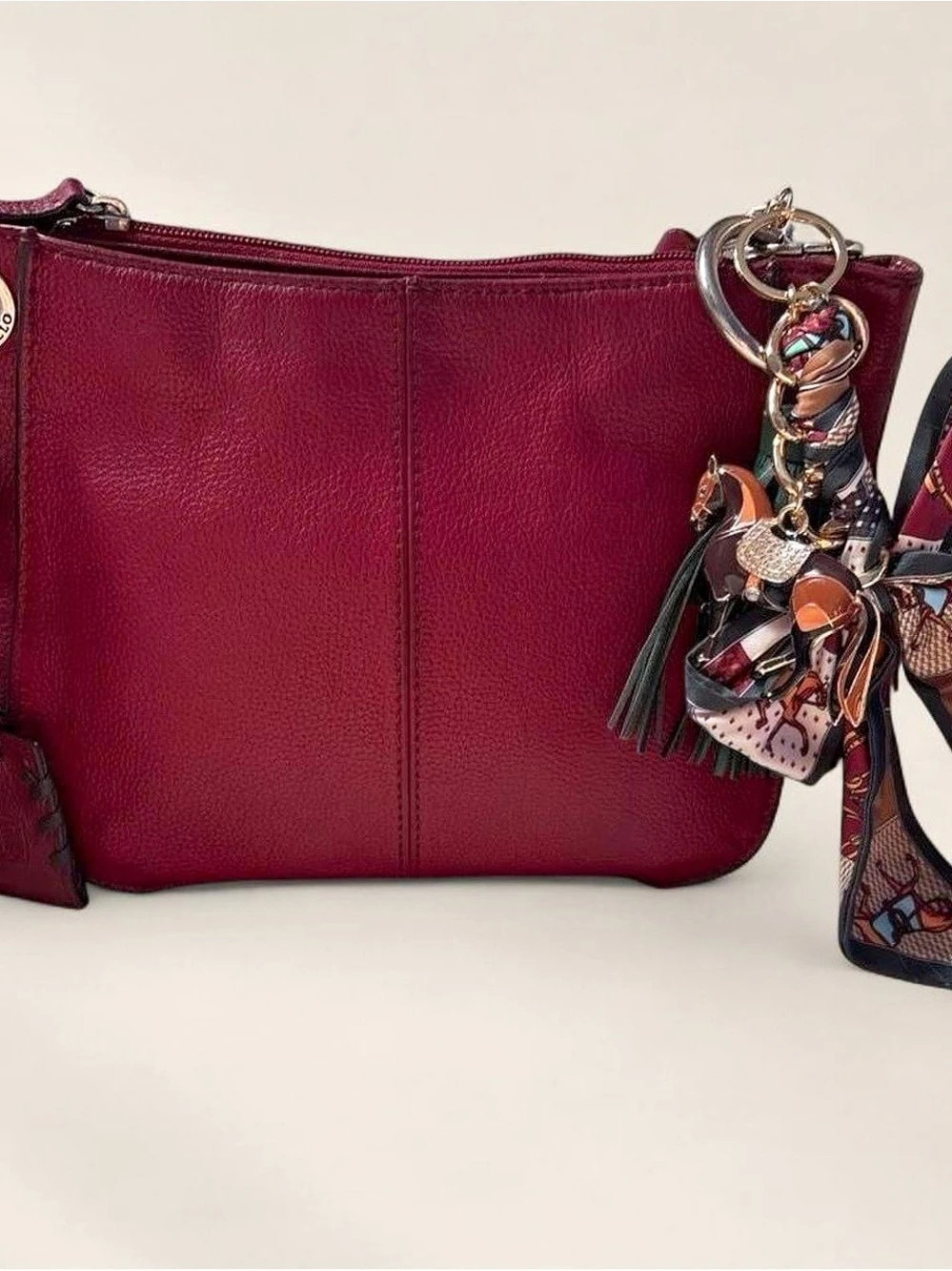 Tignanello Leather Hobo Bag in Red
